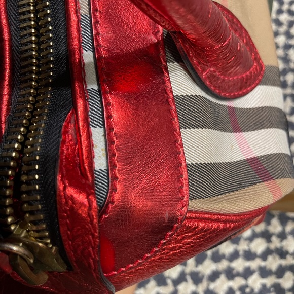 BURBERRY Prorsum Large Red Metallic Satchel - Picture 6 of 8